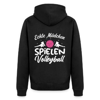 Real Girls Playing Volleyball - Unisex Premium Organic Zip Hoodie - black - Back - Nico (187cm)