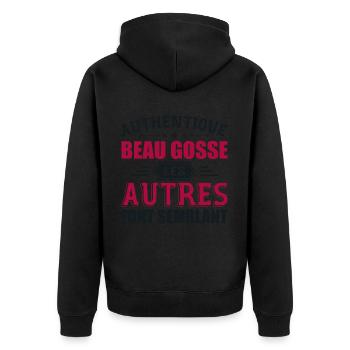 Authentic Handsome Kid - Unisex Premium Organic Zip Hoodie - black - Back - Nico (187cm)