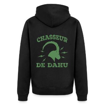 Dahu Hunter - Unisex Premium Organic Zip Hoodie - black - Back - Nico (187cm)