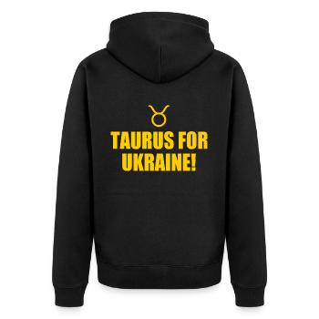 taurus for ukraine - Unisex Premium Bio Zip Hoodie - Schwarz - Hinten - Nico (187cm)