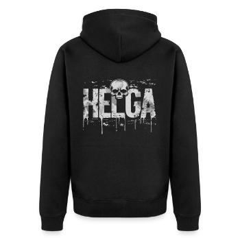 Heavy Metal Helga - Unisex Premium Bio Zip Hoodie - Schwarz - Hinten - Nico (187cm)