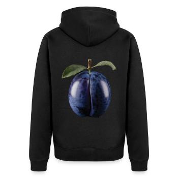 Brombeere Frucht Geschenk - Unisex Premium Bio Zip Hoodie - Schwarz - Hinten - Nico (187cm)