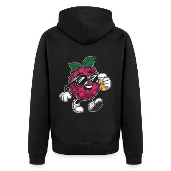 Himbeer Bier - Unisex Premium Bio Zip Hoodie - Schwarz - Hinten - Nico (187cm)