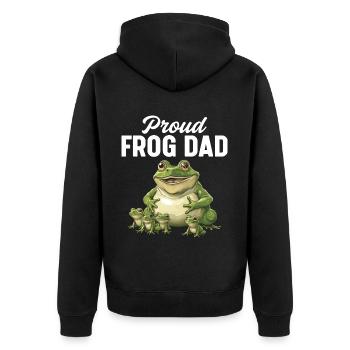 Proud Frog Dad Amphibian Catching Design - Unisex Premium Bio Zip Hoodie - Schwarz - Hinten - Nico (187cm)