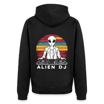 Alien DJ Vintage Coucher de soleil - Veste à capuche bio Premium Unisexe - noir - Dos - Nico (187cm)