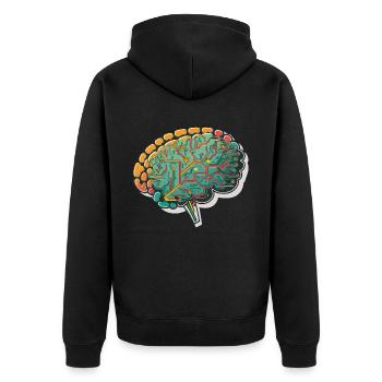 Synaptische Schaltkreise: Eine stilisierte Verschmelzung des Menschlichen - Unisex Premium Bio Zip Hoodie - Schwarz - Hinten - Nico (187cm)