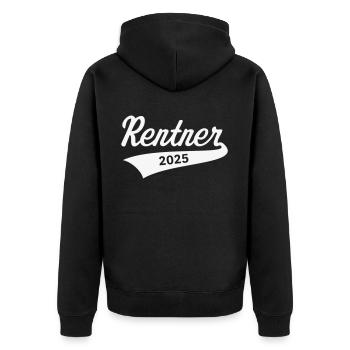 Rentner 2025 (Rente / Ruhestand / White) - Unisex Premium Bio Zip Hoodie - Schwarz - Hinten - Nico (187cm)
