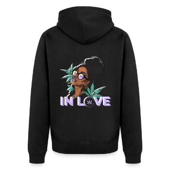 AMOUREUX DU CANNABIS - Veste à capuche bio Premium Unisexe - noir - Dos - Nico (187cm)