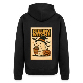 Geist Capybara Halloween Geschenk - Unisex Premium Bio Zip Hoodie - Schwarz - Hinten - Nico (187cm)