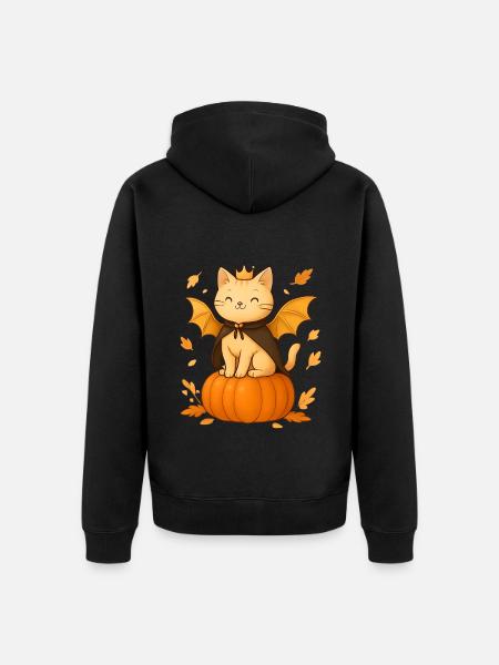 Halloween Cat Costume Gift - Unisex Premium Organic Zip Hoodie - black