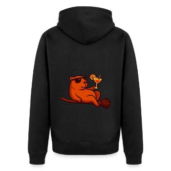 Halloween Capybara Costume Gift - Unisex Premium Organic Zip Hoodie - black - Back - Nico (187cm)