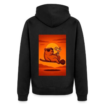 Halloween Capybara Summer Gift - Unisex Premium Organic Zip Hoodie - black - Back - Nico (187cm)