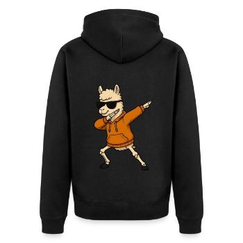 Halloween dabbing Lama Geschenk - Unisex Premium Bio Zip Hoodie - Schwarz - Hinten - Nico (187cm)