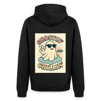 Halloween Ghost Costume Gift - Unisex Premium Organic Zip Hoodie - black - Back - Nico (187cm)
