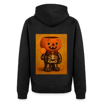 Cadeau de costume effrayant de citrouille d’Halloween - Veste à capuche bio Premium Unisexe - noir - Dos - Nico (187cm)