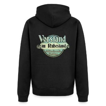 Vorstand Ruhestand - Unisex Premium Bio Zip Hoodie - Schwarz - Hinten - Nico (187cm)