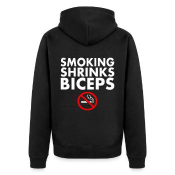 Smoking shrinks the biceps - Veste à capuche bio Premium Unisexe - noir - Dos - Nico (187cm)