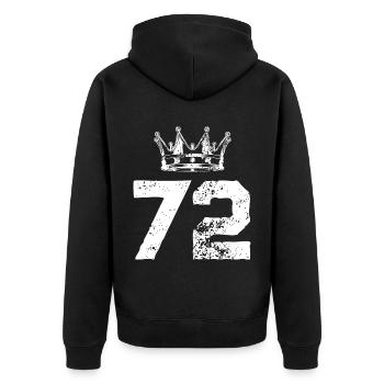 72 Zahl Krone - Unisex Premium Bio Zip Hoodie - Schwarz - Hinten - Nico (187cm)