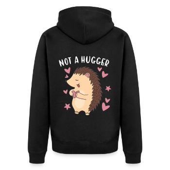 Hedgie Not A Hugger Hedgehog - Unisex Premium Organic Zip Hoodie - black - Back - Nico (187cm)