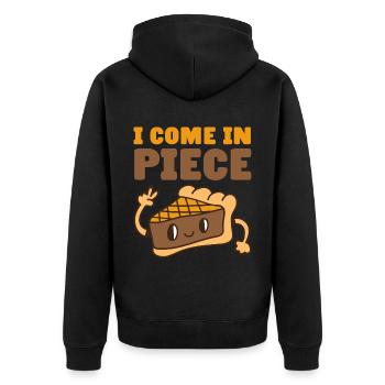 Kuchen Spruch lustig I COME IN PIECE Schokokuchen - Unisex Premium Bio Zip Hoodie - Schwarz - Hinten - Nico (187cm)