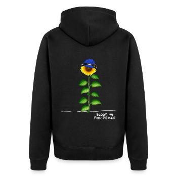 ukraine sonnenblume slava ukraini ukrainian - Unisex Premium Bio Zip Hoodie - Schwarz - Hinten - Nico (187cm)