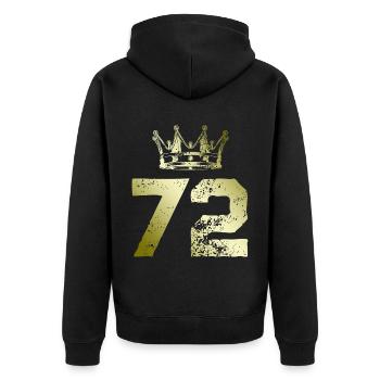 72 Number crown - Unisex Premium Organic Zip Hoodie - black - Back - Nico (187cm)