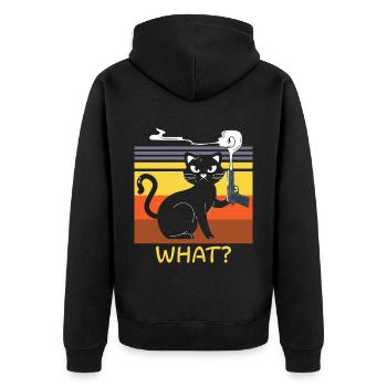 Halloween Katze Hexe - Unisex Premium Bio Zip Hoodie - Schwarz - Hinten - Nico (187cm)