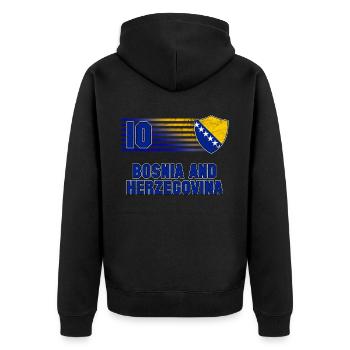 Bosnia and Herzegovina Football Team - Unisex Premium Organic Zip Hoodie - black - Back - Nico (187cm)