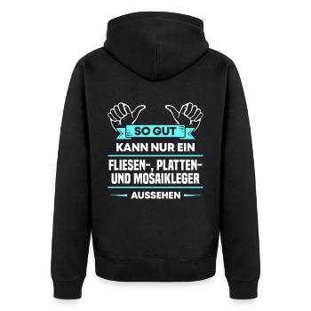 Fliesenleger Design für stolze Handwerker - Unisex Premium Bio Zip Hoodie - Schwarz - Hinten - Nico (187cm)