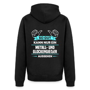 Metall- Glockengießer Design für stolze Handwerker - Unisex Premium Bio Zip Hoodie - Schwarz - Hinten - Nico (187cm)