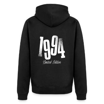1994 Jahrgang Geburtstag Baujahr Geboren - Unisex Premium Bio Zip Hoodie - Schwarz - Hinten - Nico (187cm)