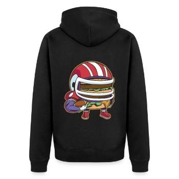 American Football Burger Spieler Cartoon Fan - Unisex Premium Bio Zip Hoodie - Schwarz - Hinten - Nico (187cm)