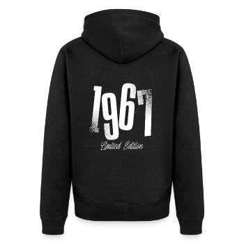 1967 Jahrgang Geburtstag Baujahr Geboren - Unisex Premium Bio Zip Hoodie - Schwarz - Hinten - Nico (187cm)