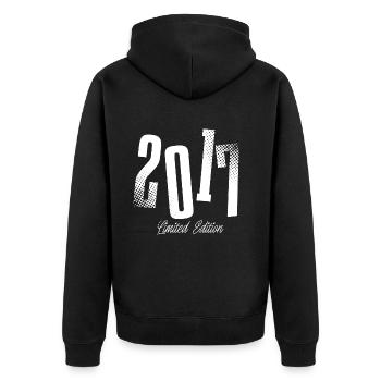 2017 Jahrgang Geburtstag Baujahr Geboren - Unisex Premium Bio Zip Hoodie - Schwarz - Hinten - Nico (187cm)