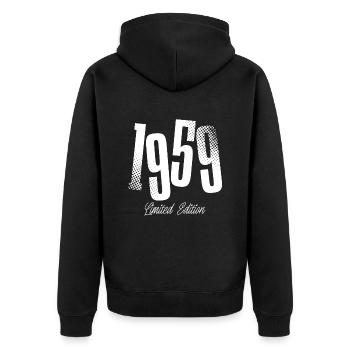 1959 Jahrgang Geburtstag Baujahr Geboren - Unisex Premium Bio Zip Hoodie - Schwarz - Hinten - Nico (187cm)