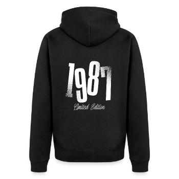 1987 Né en 1987 Anniversaire Année de construction - Veste à capuche bio Premium Unisexe - noir - Dos - Nico (187cm)