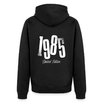 1985 Jahrgang Geburtstag Baujahr Geboren - Unisex Premium Bio Zip Hoodie - Schwarz - Hinten - Nico (187cm)