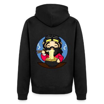 Ramen-Genießer - Unisex Premium Bio Zip Hoodie - Schwarz - Hinten - Nico (187cm)