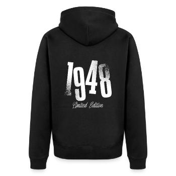 1948 Anniversaire de naissance Année de construction - Veste à capuche bio Premium Unisexe - noir - Dos - Nico (187cm)