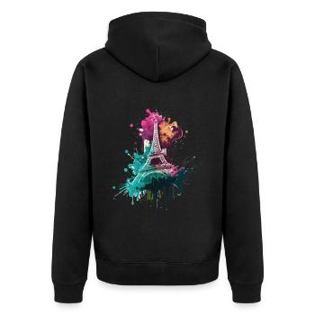 Paris France City Skyline Tour Eiffel Art - Veste à capuche bio Premium Unisexe - noir - Dos - Nico (187cm)