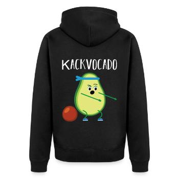 Kackvocado Avocado Kacke kacken Geschenk - Unisex Premium Bio Zip Hoodie - Schwarz - Hinten - Nico (187cm)