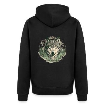 Wolf Art Head Wolf’s Head Nature Wilderness Vintage - Veste à capuche bio Premium Unisexe - noir - Dos - Nico (187cm)
