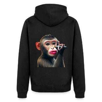 Make-up monkey - Unisex Premium Organic Zip Hoodie - black - Back - Nico (187cm)