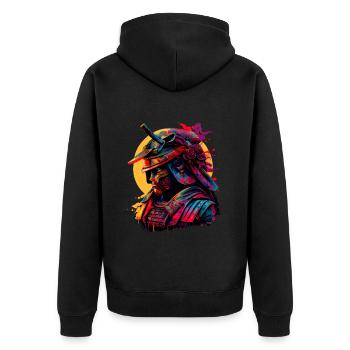 illustration Samurai Warrior Japan - Unisex Premium Organic Zip Hoodie - black - Back - Nico (187cm)