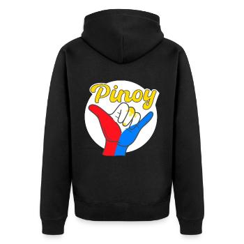 Cooles Pinoy-Design für stolze Pinoys - Unisex Premium Bio Zip Hoodie - Schwarz - Hinten - Nico (187cm)