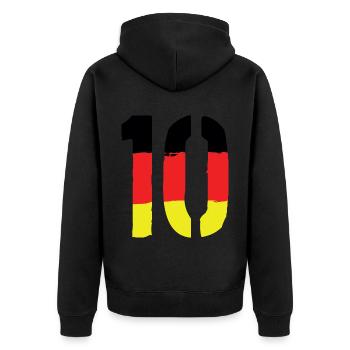 10 Zahl symbol Germany - Unisex Premium Bio Zip Hoodie - Schwarz - Hinten - Nico (187cm)