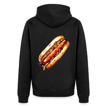 Hot Dog Würstchen Wurst für für Hot Dog - Unisex Premium Bio Zip Hoodie - Schwarz - Hinten - Nico (187cm)
