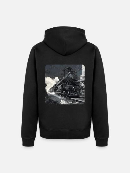 Kult lokomotiv - Premium økologisk unisex-hettejakke - svart