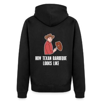 Barbeque in Texas Design für stolze Texaner - Unisex Premium Bio Zip Hoodie - Schwarz - Hinten - Nico (187cm)