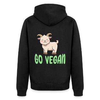 Goat design for proud vegans - Unisex Premium Organic Zip Hoodie - black - Back - Nico (187cm)